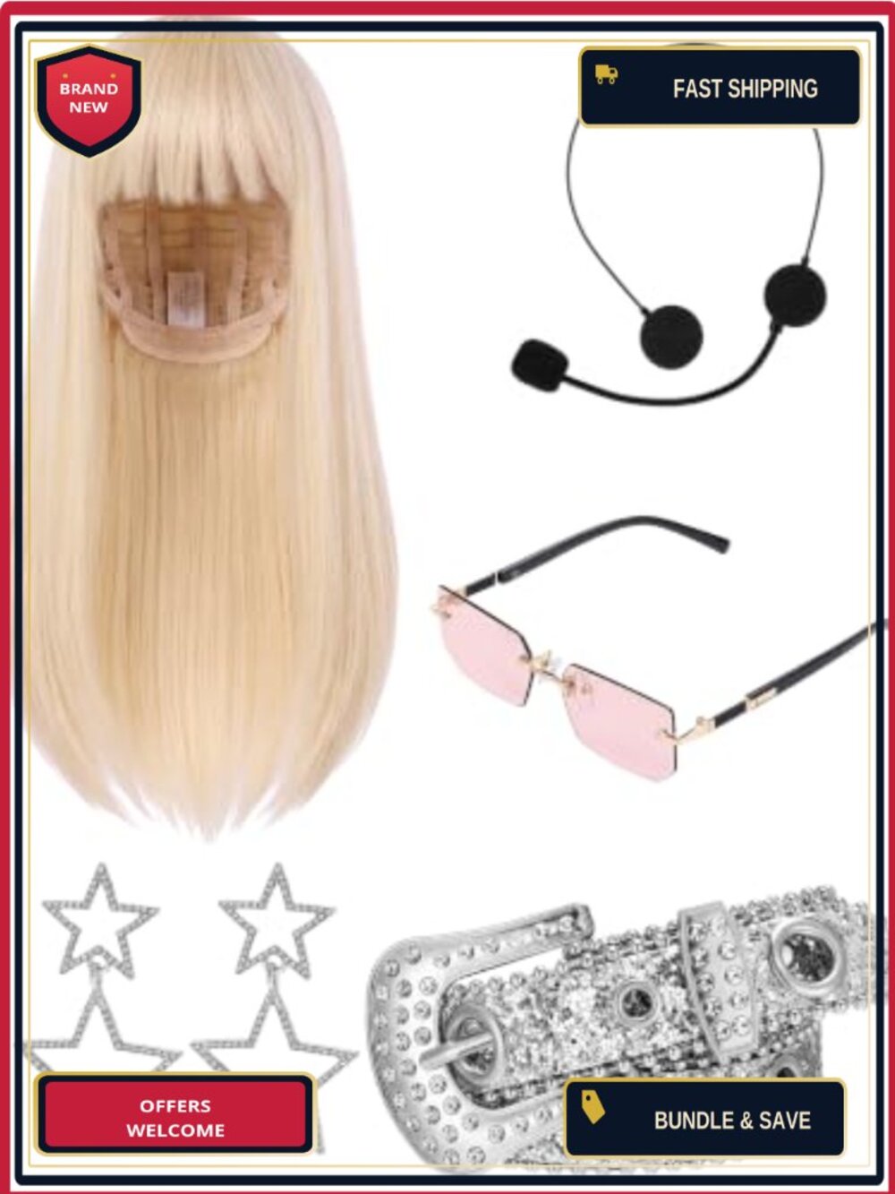 Pop Star Costume Accessory Set for Women Halloween Cosplay